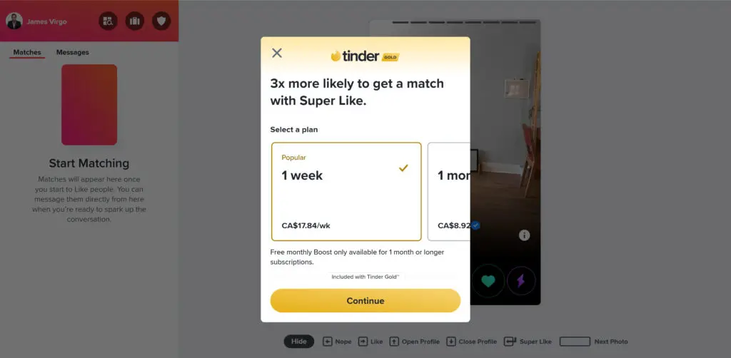 Tinder Paywall Example