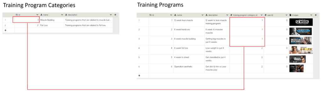 Training programs are grouped together inside training program categories.