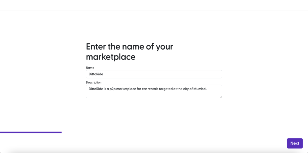 Give your two sided marketplace a name and description.