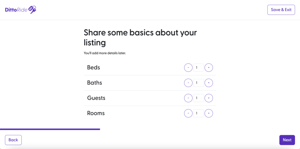 Listing Fields are by default set to Beds, Baths, Guests and Rooms. Listing Fields can be customized to anything.