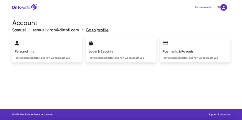 The user's Account Dashboard.