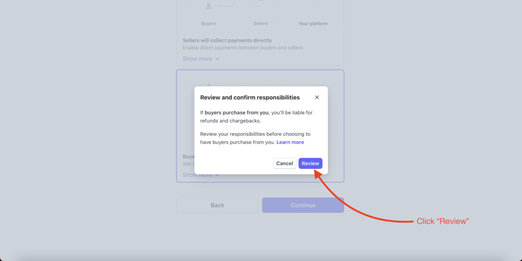 Click "Review" to review your marketplace liability.