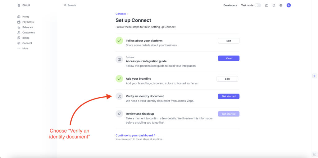 Select "Verify an identity document".